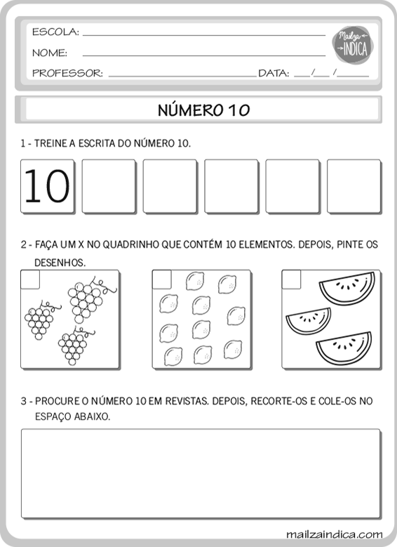 MAILZAINDICA - Atividade do Ensino Fundamental de Matemática