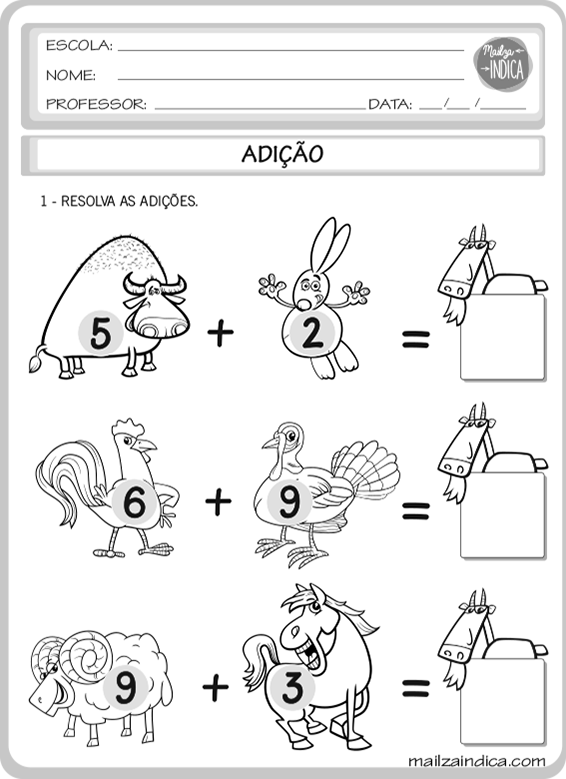 problemas de matemática adição e subtração