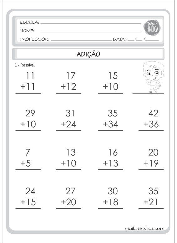 MAILZAINDICA - Atividade do Ensino Fundamental de Matemática