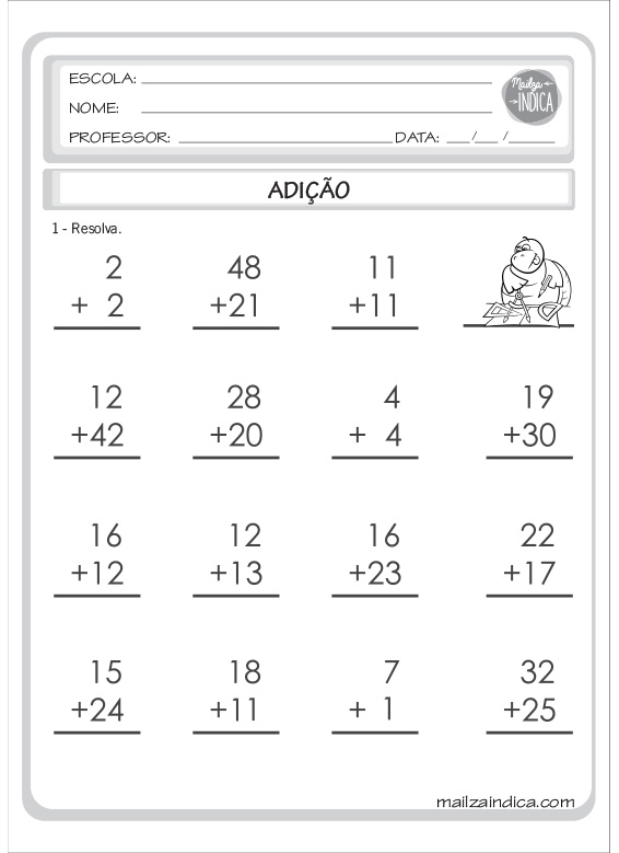 Atividades de Matemática de Adição e Subtração com Desenhos