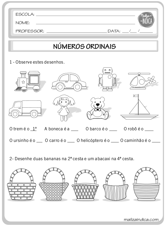 MAILZAINDICA - Atividade do Ensino Fundamental de Matemática